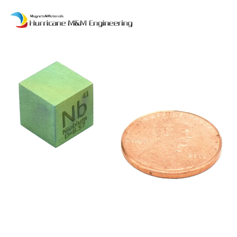Зеленый ниобий для коллекции элементов Nb плотный куб высокой чистоты ручная