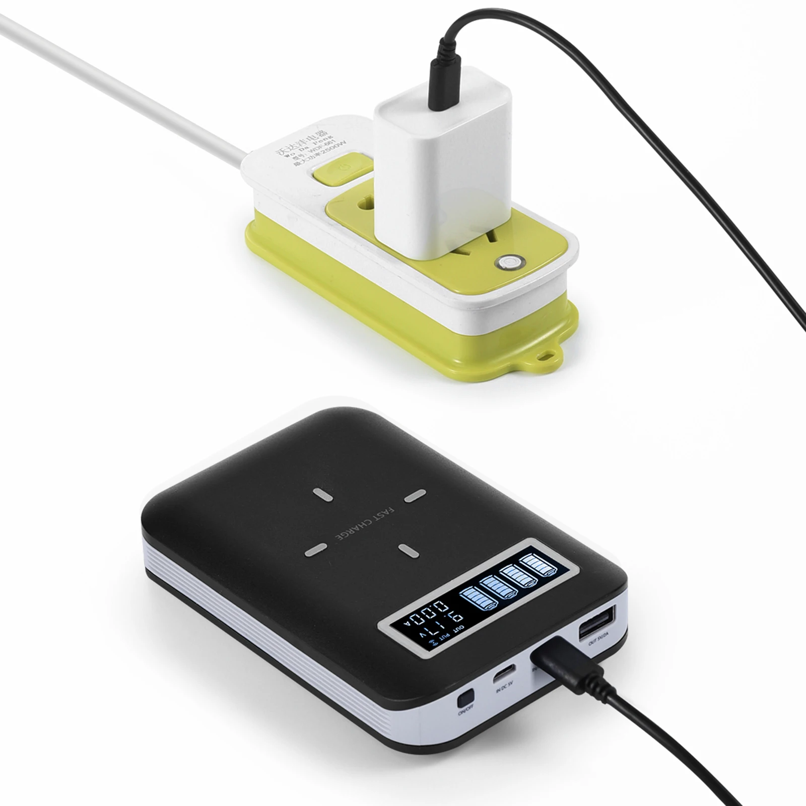 18 Вт QC 3 0 цифровой Дисплей Беспроводной заряда Мощность внешнего аккумулятора 10000