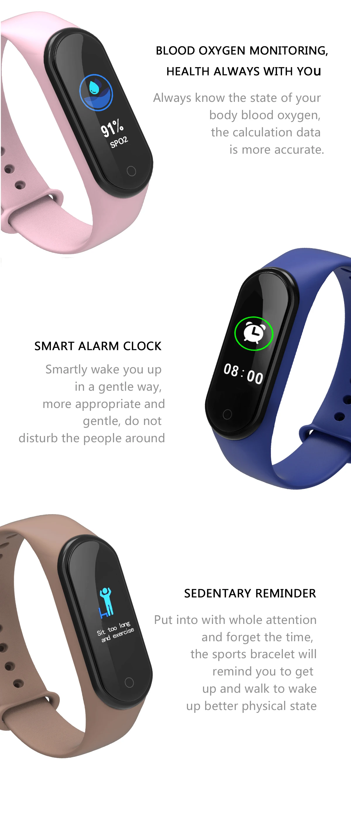 Smart Fitness Bracelet M4 Tracker Waterproof Pedometer Blood Pressure Watch Support Multi-Languauge Wristband For Men Women Kids
