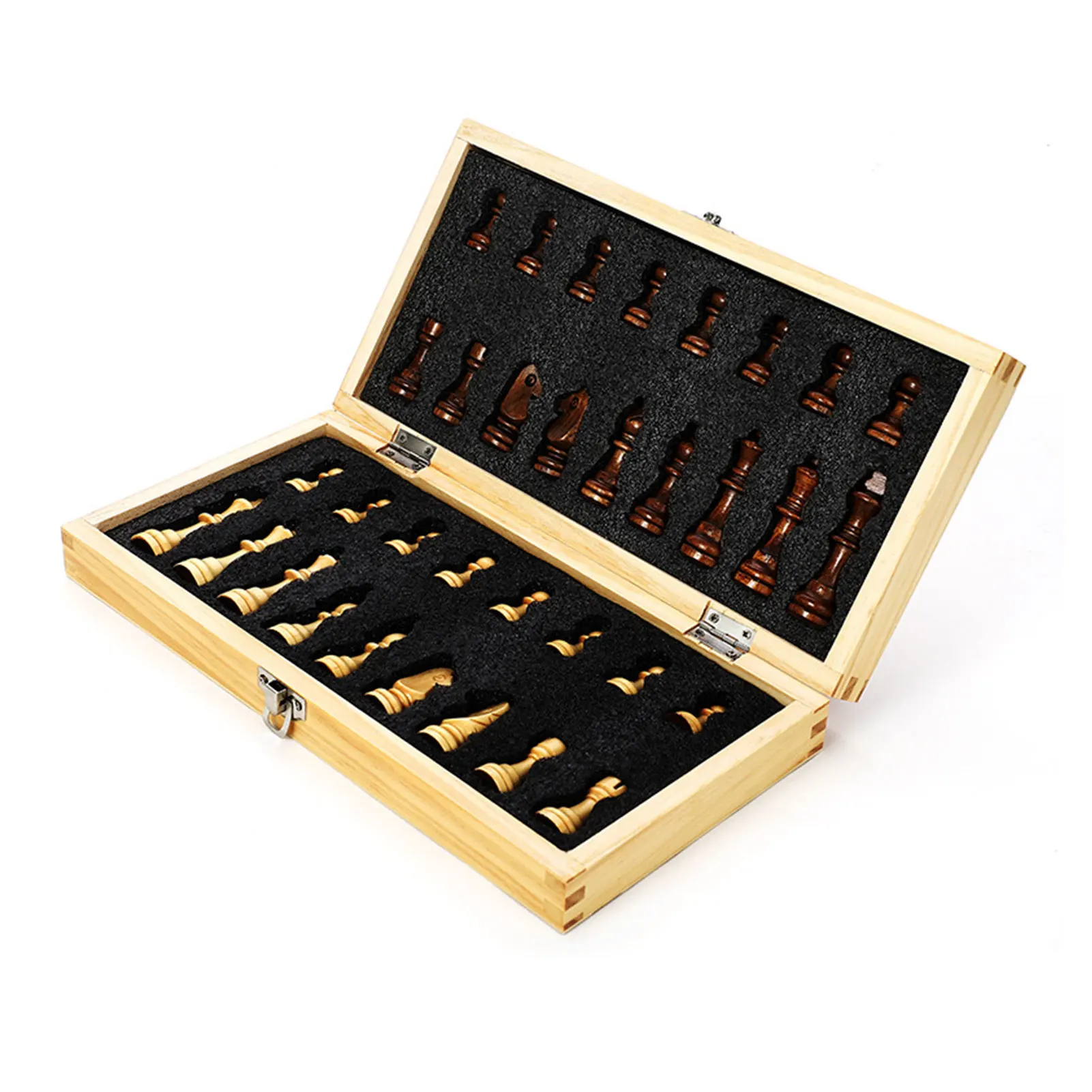 

Wooden Chess Set Foldable Internal Storage Space Is Convenient For Traveland Handcrafted Chess Pieces handy