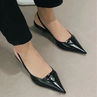 2021 new women pumps office lady everyday wear pointed toe pu solid flat with sandals slip on mothers day gift shoes