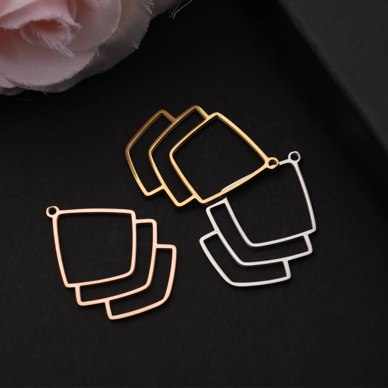 

Fnixtar 20Pcs Cute Geometric Charms Mirror Polish Stainless Steel Charms For Making Earrings Necklace Bracelets Anklet Jewelry