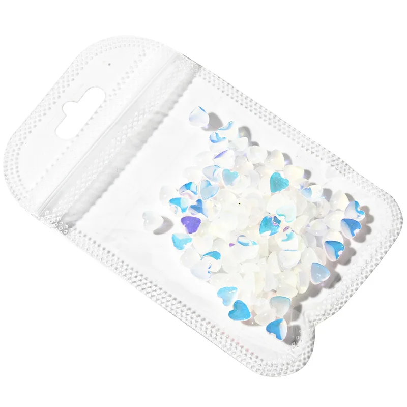 100 шт 3D в форме сердца кошачий глаз камень наклейка для ногтей 8 мм цветной дизайн