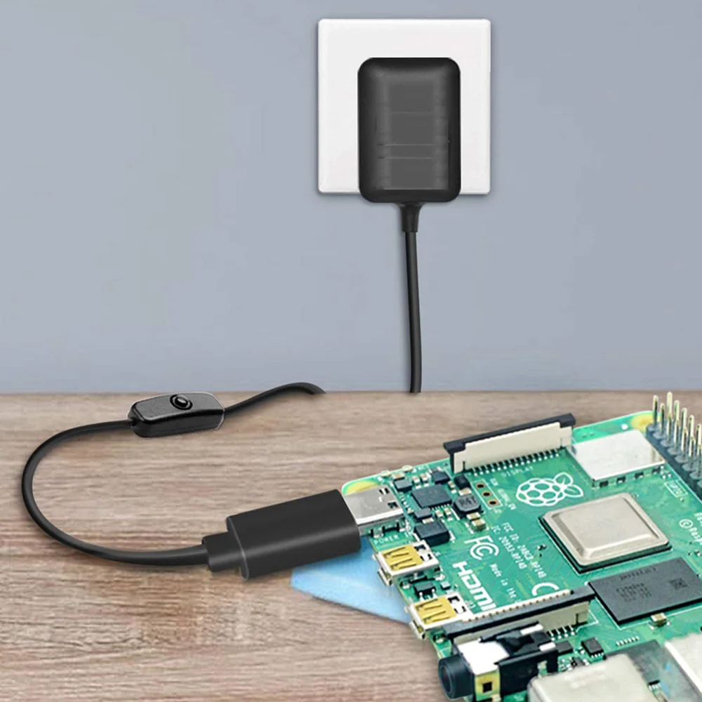 10 шт. Raspberry Pi 4 Питание 5V 3A Тип C адаптер питания вкл/выключения EU/US/UK AU USB Зарядное
