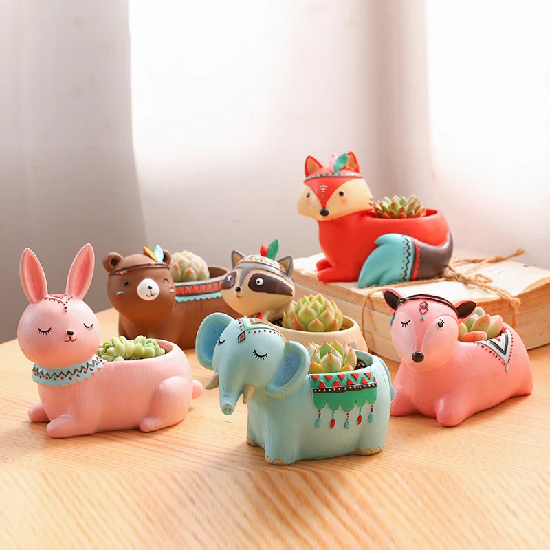 Настольные горшки в этническом стиле с животными цветочные для суккуленты