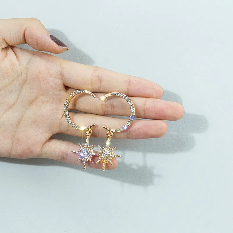 Женские серьги подвески в виде луны и звезд|Серьги-подвески| |