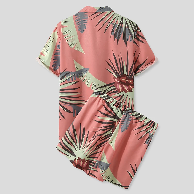 

Men Hawaiian Sets Printing Nice Summer Short Sleeve Button Shirt Beach Shorts Streetwear Casual Mens Suit 2 Pieces M-3XL