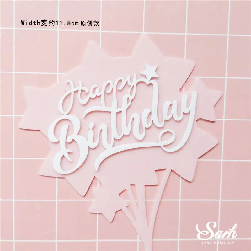 2pc pink birthday C Кролик пара кролик с днем рождения украшения Сердце Дерево розовый торт Топпер для свадебной вечеринки малыш день Святого Валентина юбилей Любовь Подарки - Цвет: 2pc pink birthday C