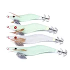 1 шт. приманка для ловли рыбы, светящиеся крючки для кальмара 2,5 #3,0 #3,5 # свечение деревянная креветка приманка с приманка на осьминога, кальмара, крючки, станок и каракатица