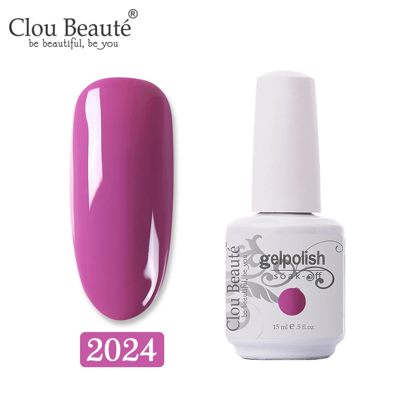 2024 Clou Beaute, 15 мл, лак, Гель-лак, Перманентный лак для ногтей, УФ светодиодный лак для ногтей, для маникюра, долговечный Гель-лак, гель-гибрид - Цвет: 2024