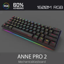 Anne Pro 2 60% Mechanical Keyboard Bluetooth 5.0 Type C RGB Gaming Keyboard NKRO Mini Office Gateron Cherry Switch Mac OS