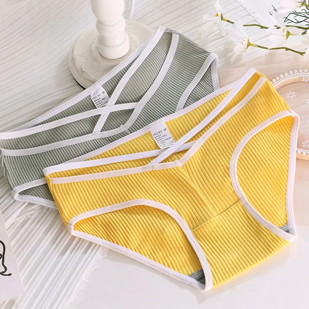 

Girls Sexy Sweet Cross-strap Briefs Threaded Panties Elastic Soft Breathable Cotton Lingerie Bandage Women Thongs