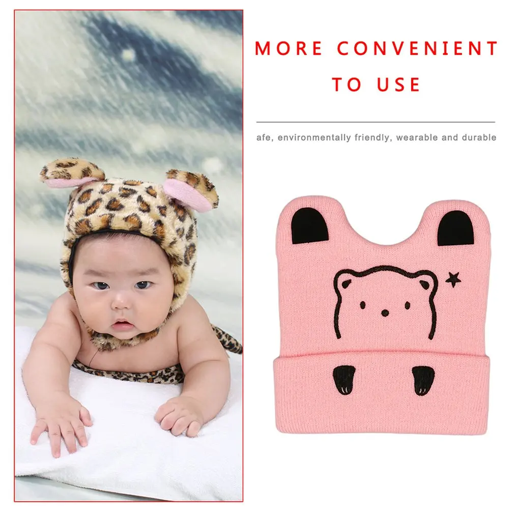 

Cute Baby Bear Hat Cartoon Autumn Winter Spring Solid Color Children Hats Boys Girls Knitted Cap Soft Elastic Warm Hedging Hat