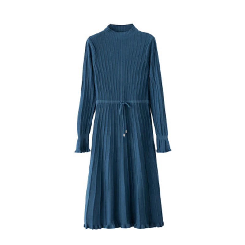 Весенне-осенний Женский вязаный свитер новый модный пояс женский платье