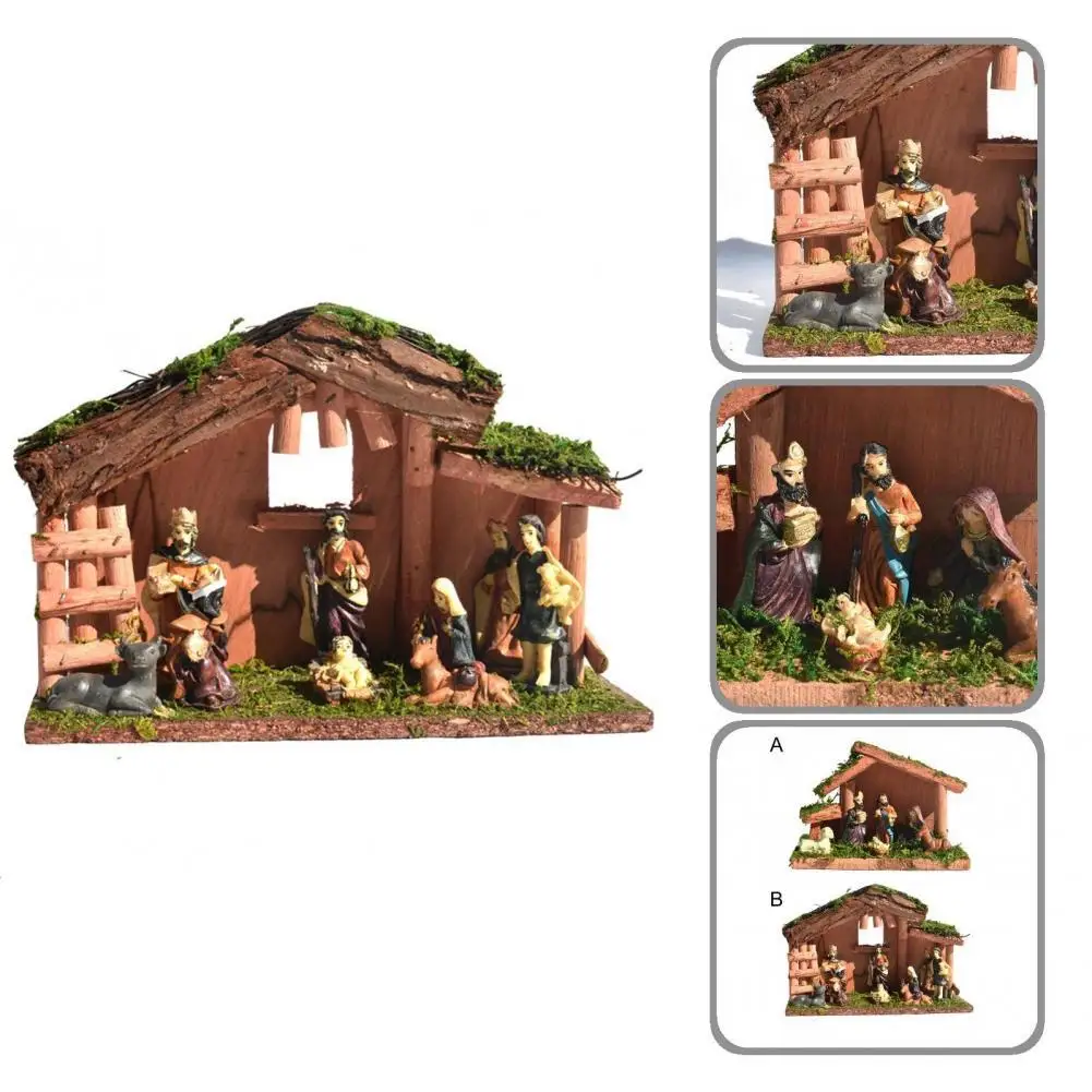 

Религиозное украшение, привлекательная декоративная креативная декоративная статуя, статуя из смолы, Рождественская Статуэтка рождествен...