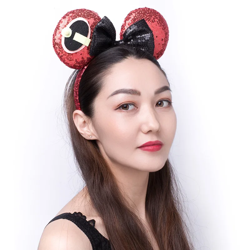 Белоснежка блестки бант повязка на голову уши Минни Маус фестиваль DIY аксессуары