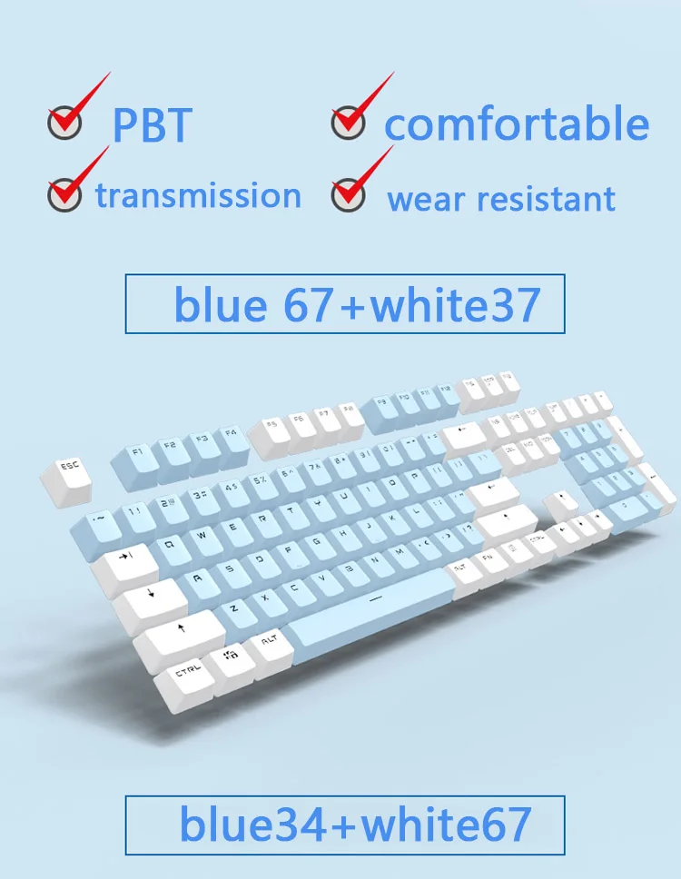 PBT Translucent Backlight Keycaps 104 Keys Mechanical Keyboard Key Cap Double Shot Key Cap For Cherry MX