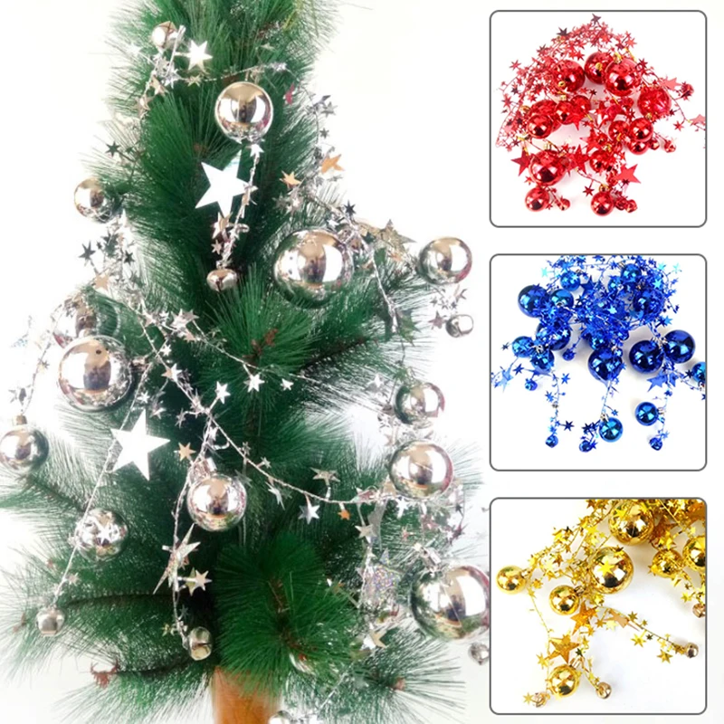 

2M Christmas Ball Christmas Tree Hanging Decor Star Heart Shape Colorful Ball Pendant Bauble For New Year Xmas Party Ornament