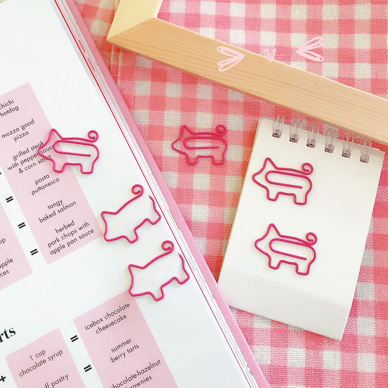 

10pcs/lot Cute Cartoon Pig Animal Pink Bookmark Paper Clip Hollow Out Metal Binder Clips Notes Letter Paper Clip Stationery
