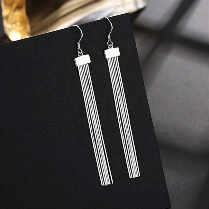 Корейские серьги из тибетского серебра безопасная булавка длинные висячие с
