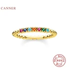 Женское кольцо в горошек CANNER, кольцо из стерлингового серебра 925 пробы с разноцветными камнями, ювелирные украшения для свадьбы