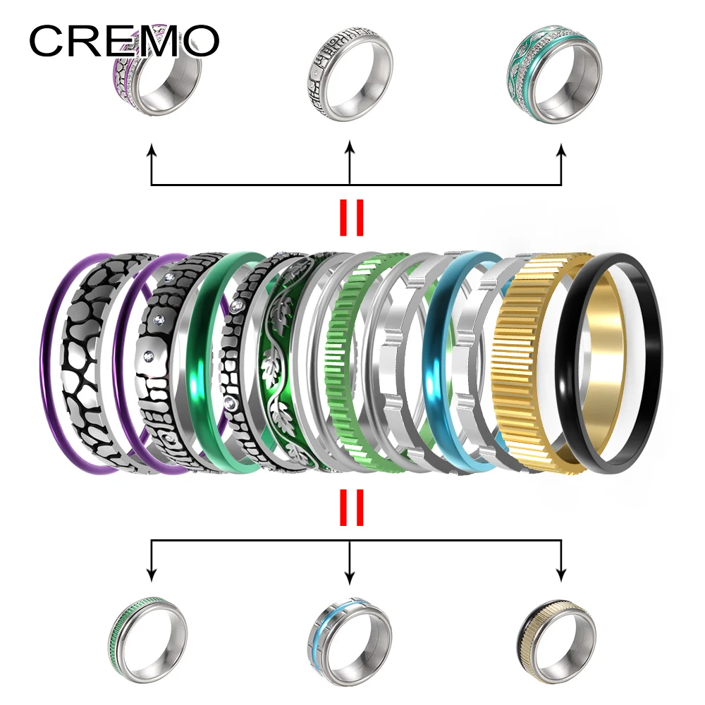 Cremo, титановые кольца, набор, для женщин, Штабелируемый, сменный, обручальное кольцо, для медитации, полярная симфония, базовое кольцо, Anillos Mujer