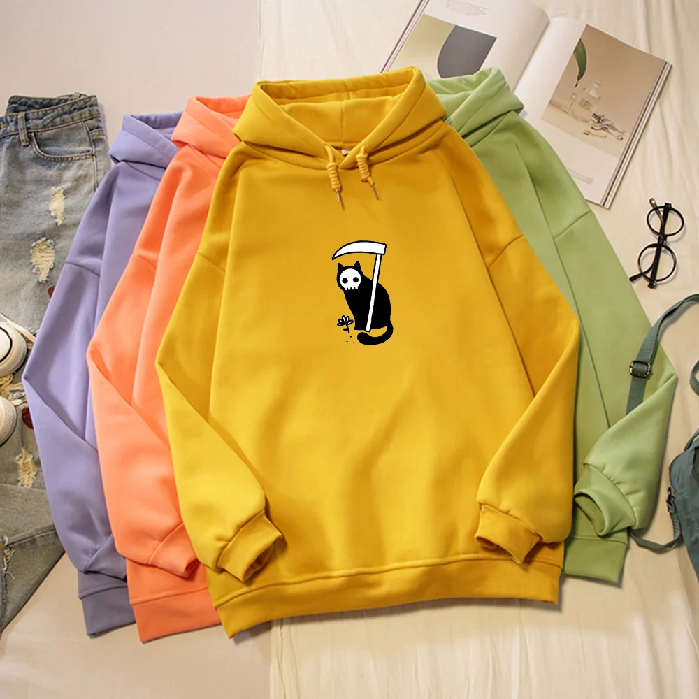 Funny Skull Graphic Hoodies Goth Clothes Women Punk Gothic Vintage Casual Pullover Winter Tracksuit Kawaii Sweetshirt for Girls