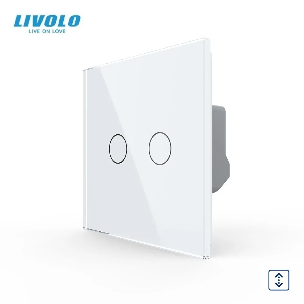 

New Livolo EU Standard,VL-C702W-11,2 Gangs 1 Way Luxury Crystal Glass Panel glass curtain switch smart touch wall switch