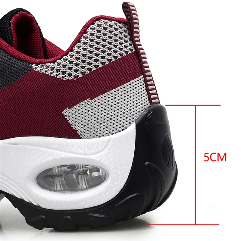 

Big Size Women's Sports Shoes Breathable Knitted Mesh Air Cushion Running Shoes Comfortable Lace-up Casual Walking Training Shoe