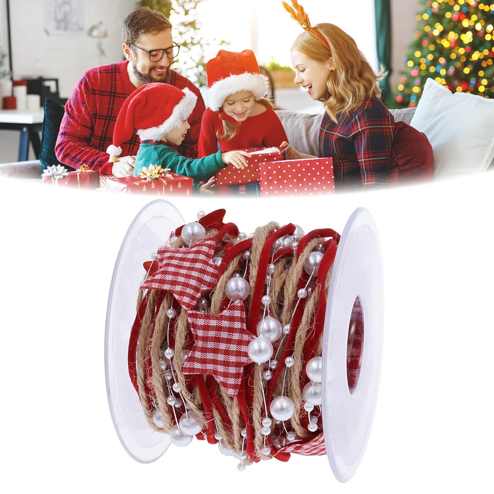 

5 метров, Рождественская цепочка с пятиконечными звездами ручной работы, лента для украшения рождественской елки, лучший подарок для друзей или семьи