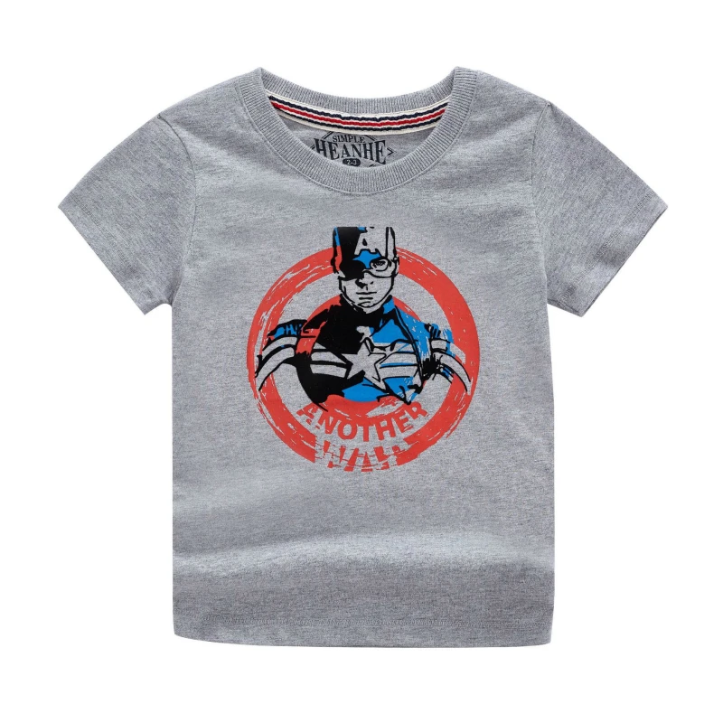 Летние детские футболки с коротким рукавом для мальчиков хлопковая Футболка Marvel