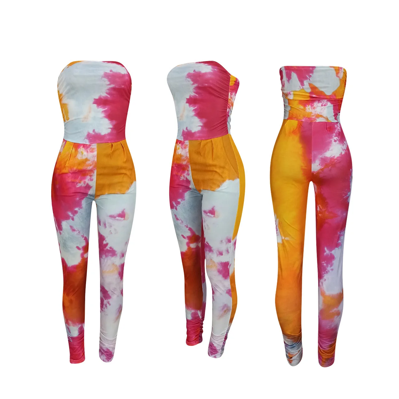 

Zoctuo Sleeveless Outfits Tie Dyed Print Sexy Jumpsuit Summer Women 2020 Fashion Rompers and Jumpsuits for Women Skinny Romper