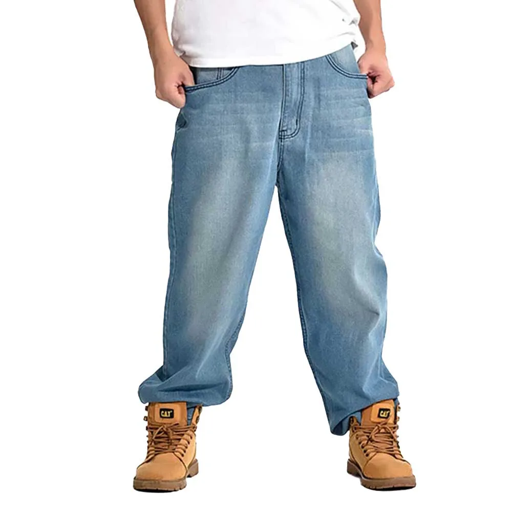 

Mens Fashion Loose Baggy Jeans Denim Pants Hip Hop Harem Jeans Skateboard Straight Trousers Plus Size 30-46