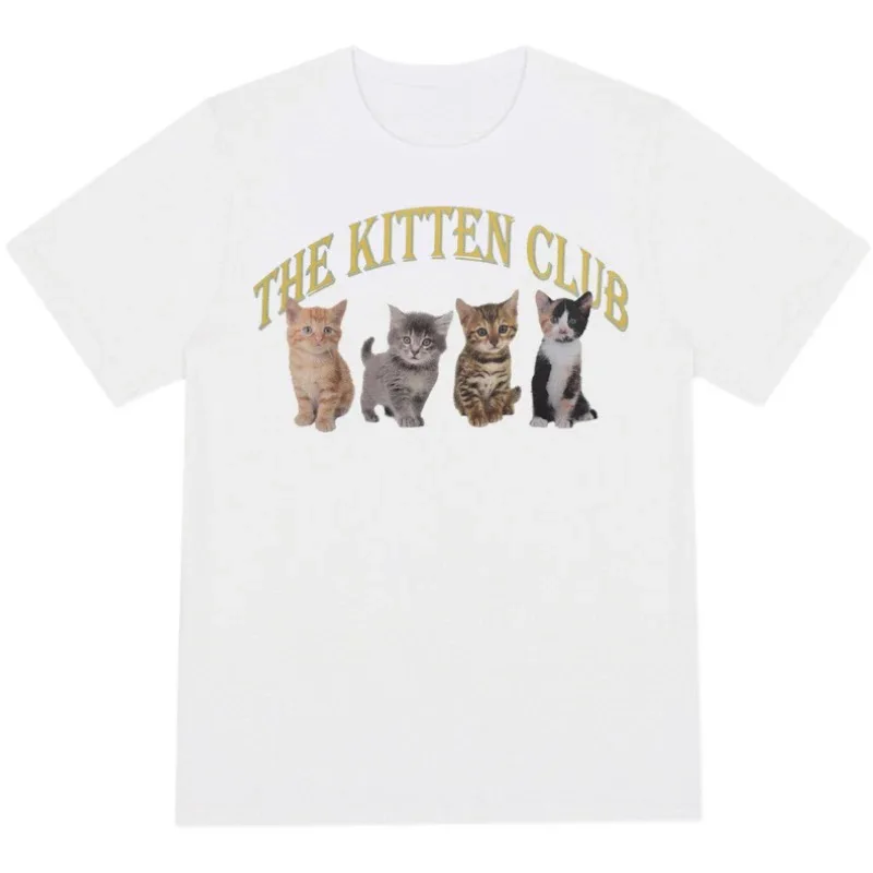 Kawaii The Kitten Club Женская футболка уличная одежда белая хлопковая женская с коротким