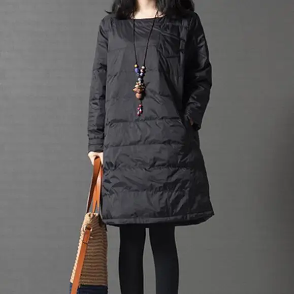 Женское винтажное стеганое платье свободное с длинным рукавом модель DC431 на