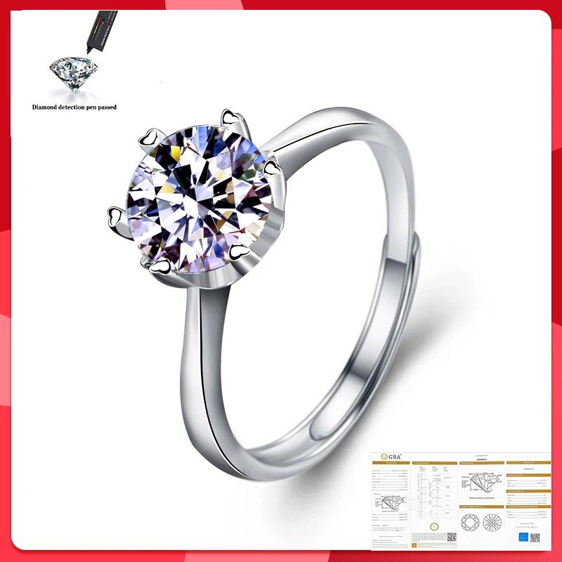 

100% 925 sterling silver VVS 1.0/2.0 carat CT D color high quality wedding anniversary woman party moissanite ring