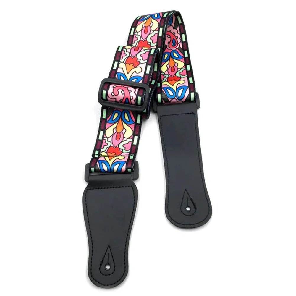 Heavy Duty Guitar Strap For Acoustic Electric Guitar And Bass Multi-Color Guitar Belt Adjustable Colorful Printing Leather Strap