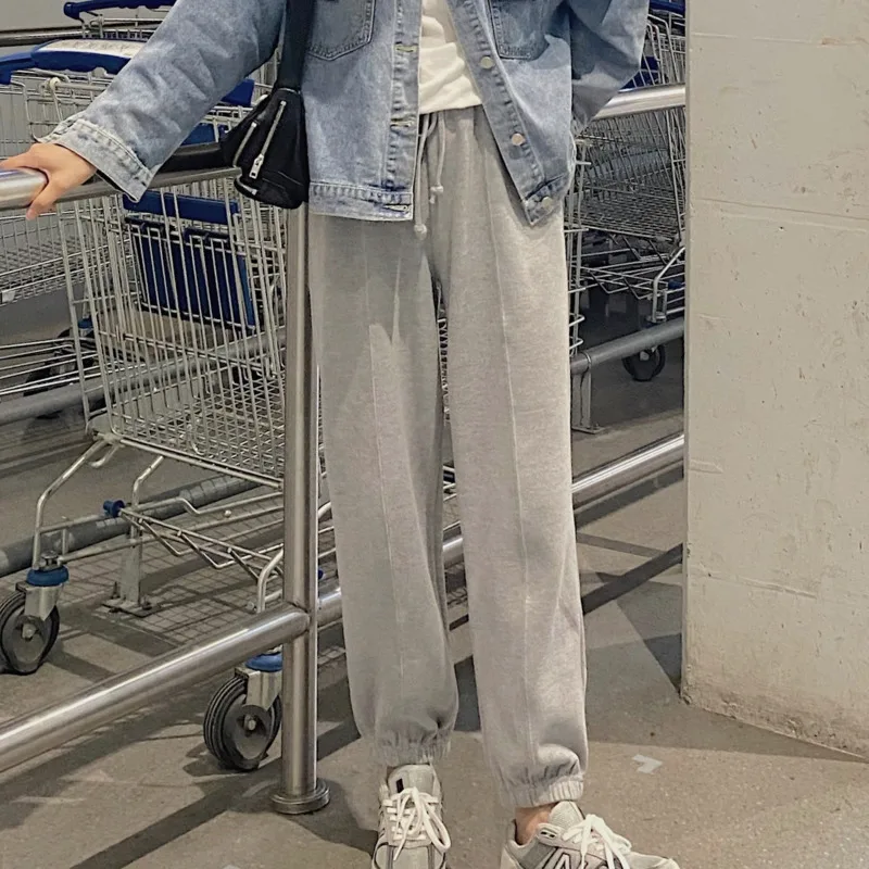 

Grey Sweatpants Women 2021 Spring and Autumn Loose 9-point Midline Leggings Fall Winter Casual Pants Women