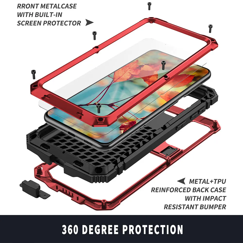 

Shock Absorption Protective Case Universal Waterproof Casewith Stand Dustproof Phone Cover For Samsung S21/S21 Ultra/S21 Plus