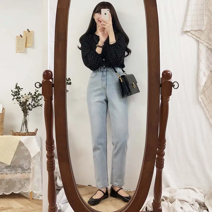 S XL, Новая Винтажная рубашка в горошек, женские топы, женские блузки с длинными рукавами для девочек, большие размеры, осенние женские блузки, femme Blusas