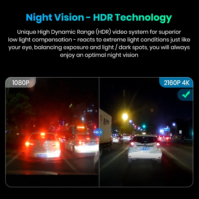 Junsun автомобиля видеорегистратор двойной объектив Dashcam Встроенный gps трекер 4 к 2160 P HD ночное видение камера с 1080 170 сзади