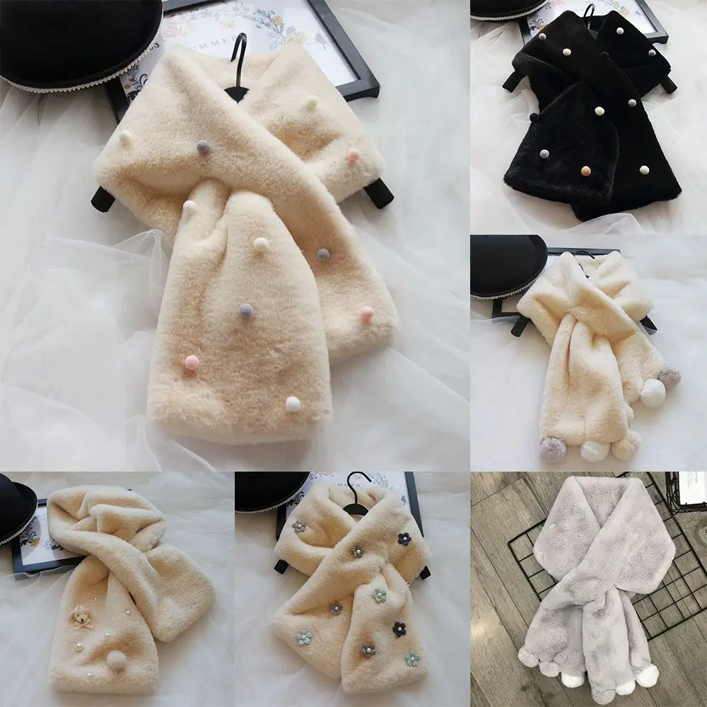 

Many Styles Winter Female Cute Keep Warm Faux Rex Rabbit Fur Scarf Enlarge Plush Cross Bib Thicken