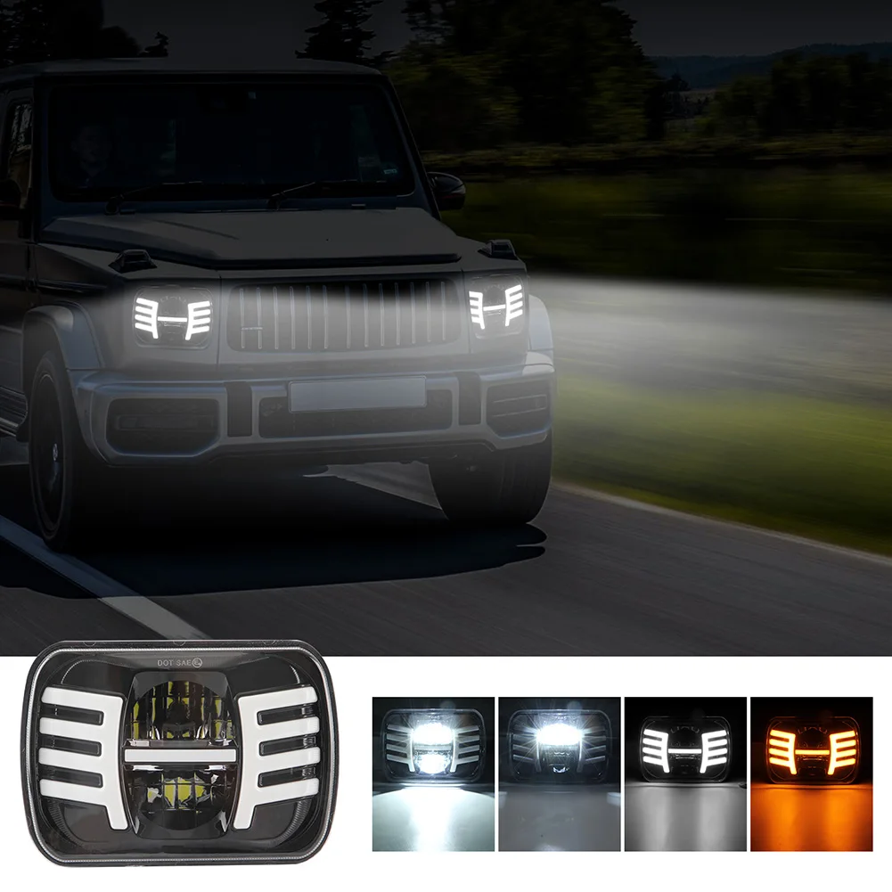 

5x7 квадратный светодиодный фар с DRL указатель поворота легко Установка личный автомобиль элементы для Jeep Cherokee XJ