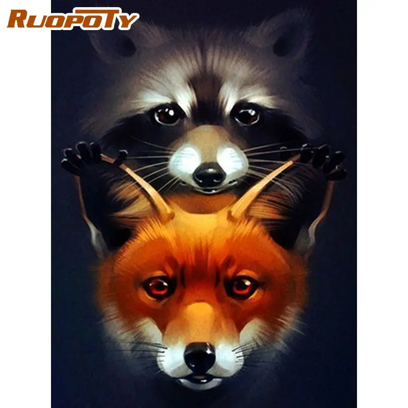 

RUOPOTY Lovely Fox Animal Painting By Numbers For Adults Diy Gift Oil Paints Acrylic Pigment Canvas Living Room Wall Artcraft Pi