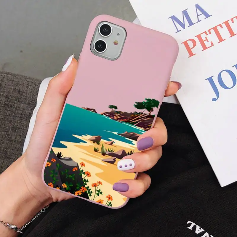 

Yinuoda Hand Painted Landscape Phone Case Soft Solid Color for iPhone 11 12 13 mini pro XS MAX 8 7 6 6S Plus X XR