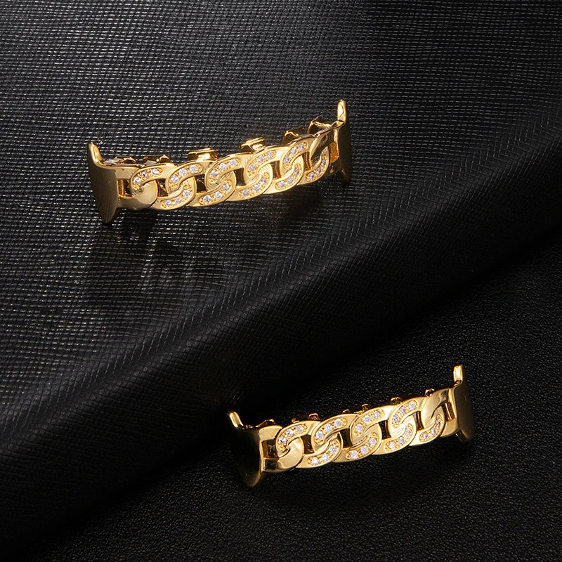 Хип-хоп ледяной из микро закрепки Полный CZ зубы гриля Топ и низ кубинская цепочка