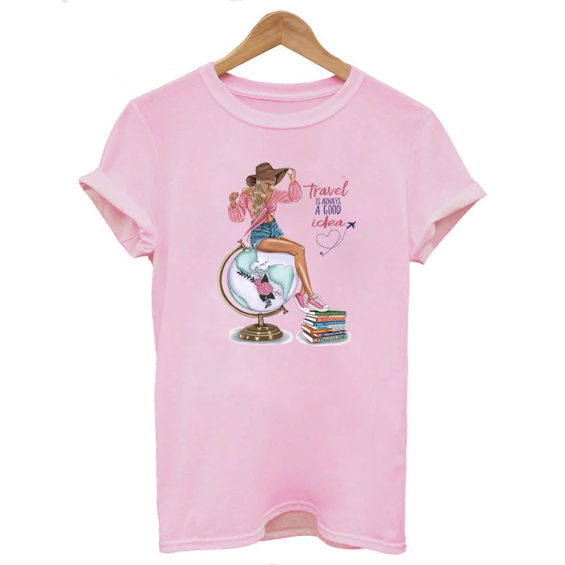 Iron On Transfer Clothes Travel Girl Vinyl Stickers Diy Heat Parches For T-Shirts New Globe Book Patch Thermal Press | Дом и сад