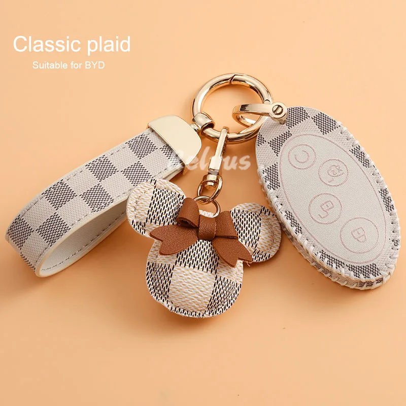 

Leather Car Key Case Cover Protection For BYD Song Max Yuan S7 Qin 80 Car-Styling Holder Shell Auto Keychain Accessories