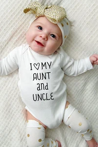 I Love My Aunt and My Uncle Newborn Baby Clothes Autumn Bodysuit Bodysuit Cotton White Kids Jumpsuits Baby Boy Girl Clothes