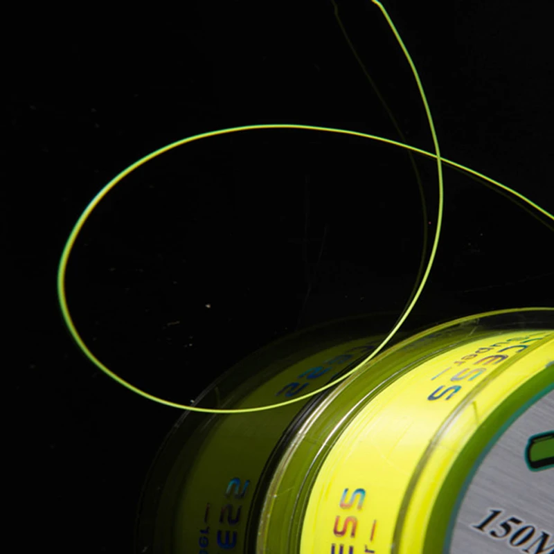 Флуоресцентная желтая нейлоновая рыболовная леска 150 м полуплавающая